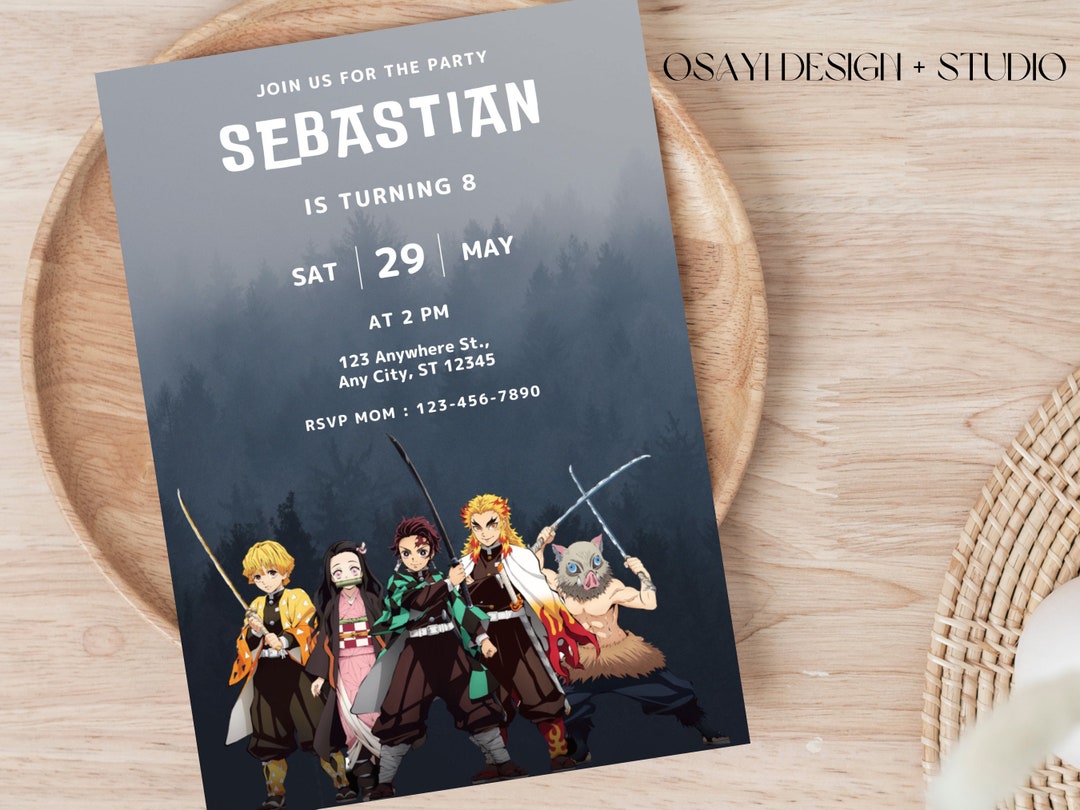 Editable Demon Slayer Birthday Invitation Template Printable Etsy Editable Demon Slayer Birthday Invitation Template Printable Etsy