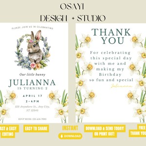 Editable Easter Birthday Invitation Template | Printable Birthday Card ...
