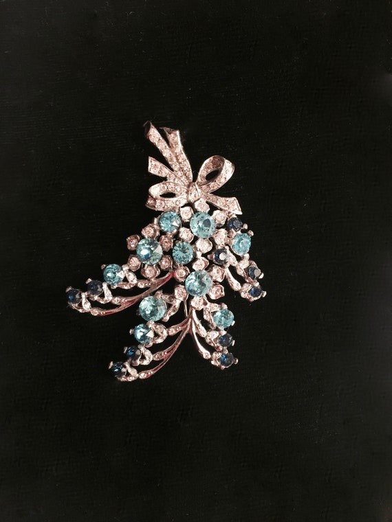 Boucher Blue Rhinestone Brooch