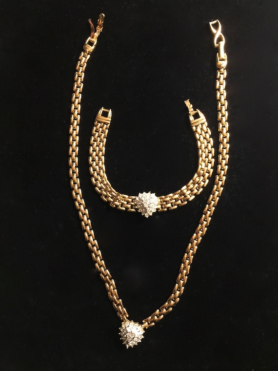 D'Orlan(Boucher) Rhinestone Necklace and Bracelet
