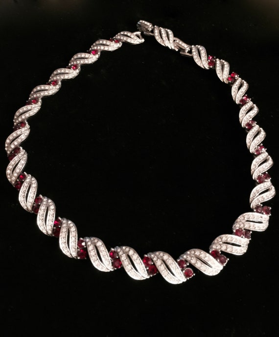 Vintage Hobe Red Paste Necklace
