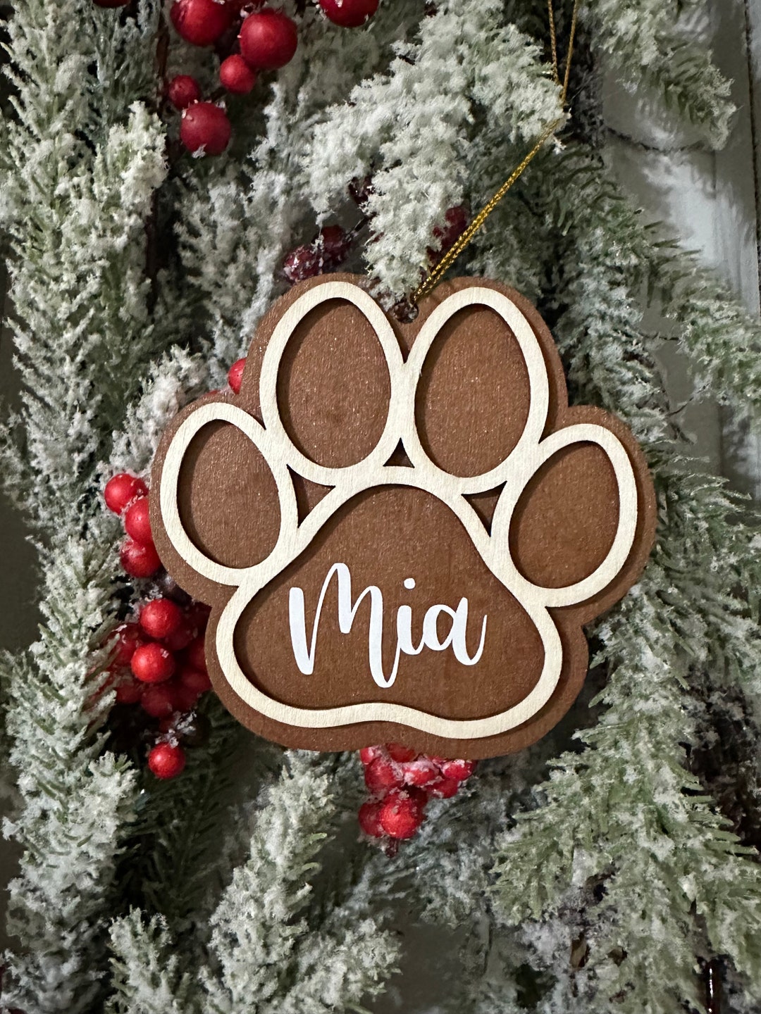 Personalized Wooden Dog Christmas Tree Ornament Etsy