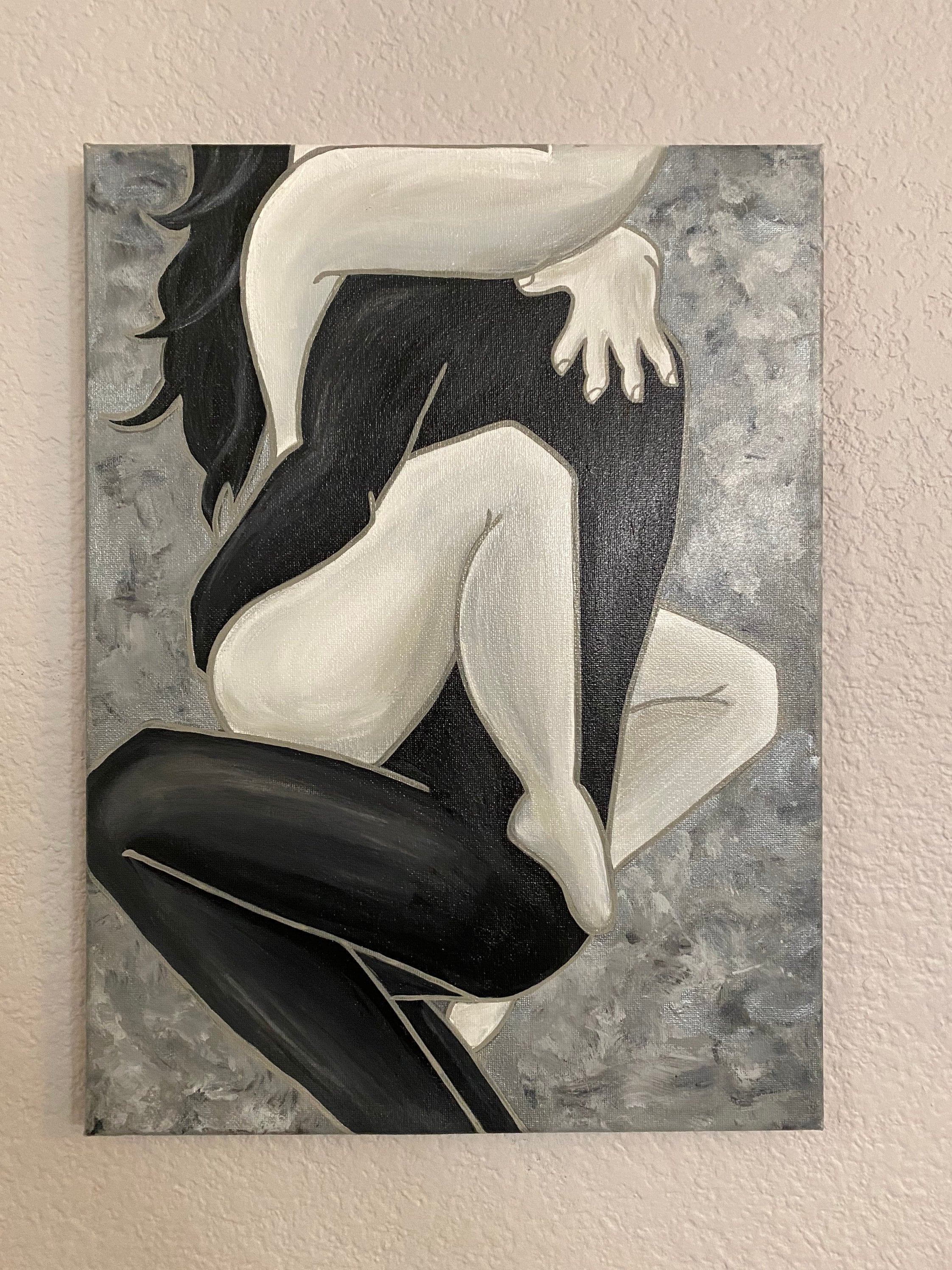 ORIGINAL Interracial Erotic Art loving Embrace 11x14 Acrylic picture