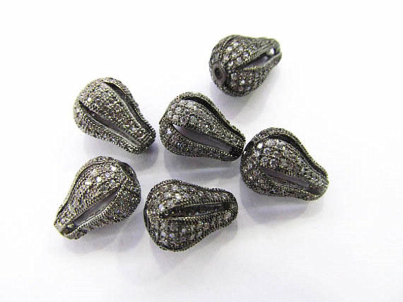 Handmade--4pcs 8X1210X16mm CZ Micro Pave Diamond carvedbicone diamond cone beads,CZ pave findings charm jewelry spacer connector