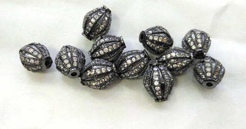 Handmade--4pcs 8X1210X16mm CZ Micro Pave Diamond carvedbicone diamond cone beads,CZ pave findings charm jewelry spacer connector