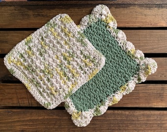 Crochet Dishcloths - Set of 2 - 100% Cotton