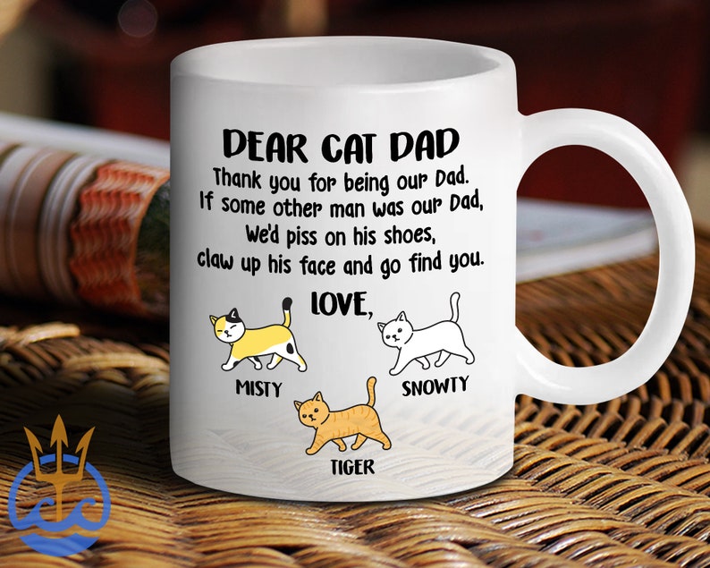 Personalized Cat Dad Gift Father's Day Mug Cat Lover Etsy