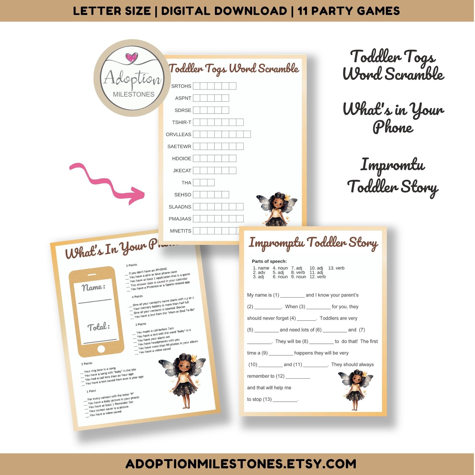 Adoption Shower Party Games for the Adoptive Parent Celebrating the Adopted Toddler, Boy or Girl