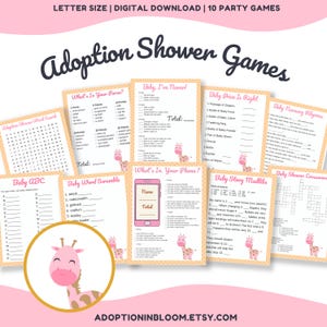 Adoption Shower Party Games for the Adoptive Parent | Celebrating the Arrival of an Adopted Baby | Cute Pink Giraffe Party Games