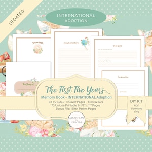 Memory Book for Adopted Kids for the First Five Years, INTERNATIONAL Adoption, DIY Baby or Toddler Book for Adopted Foreign-Born Children