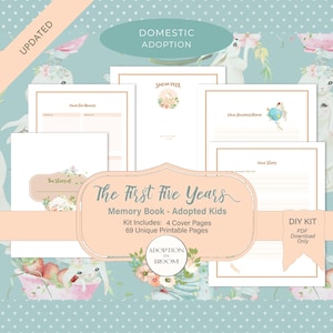 Memory Book for Adopted Kids for the First Five Years, Domestic Adoption, DIY Adopted Children Record Book, Printable PDF, Woodland Theme