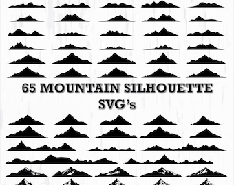 65 Mountain Silhouette SVG Bundle, Outdoor Nature Clipart (Digital Download)