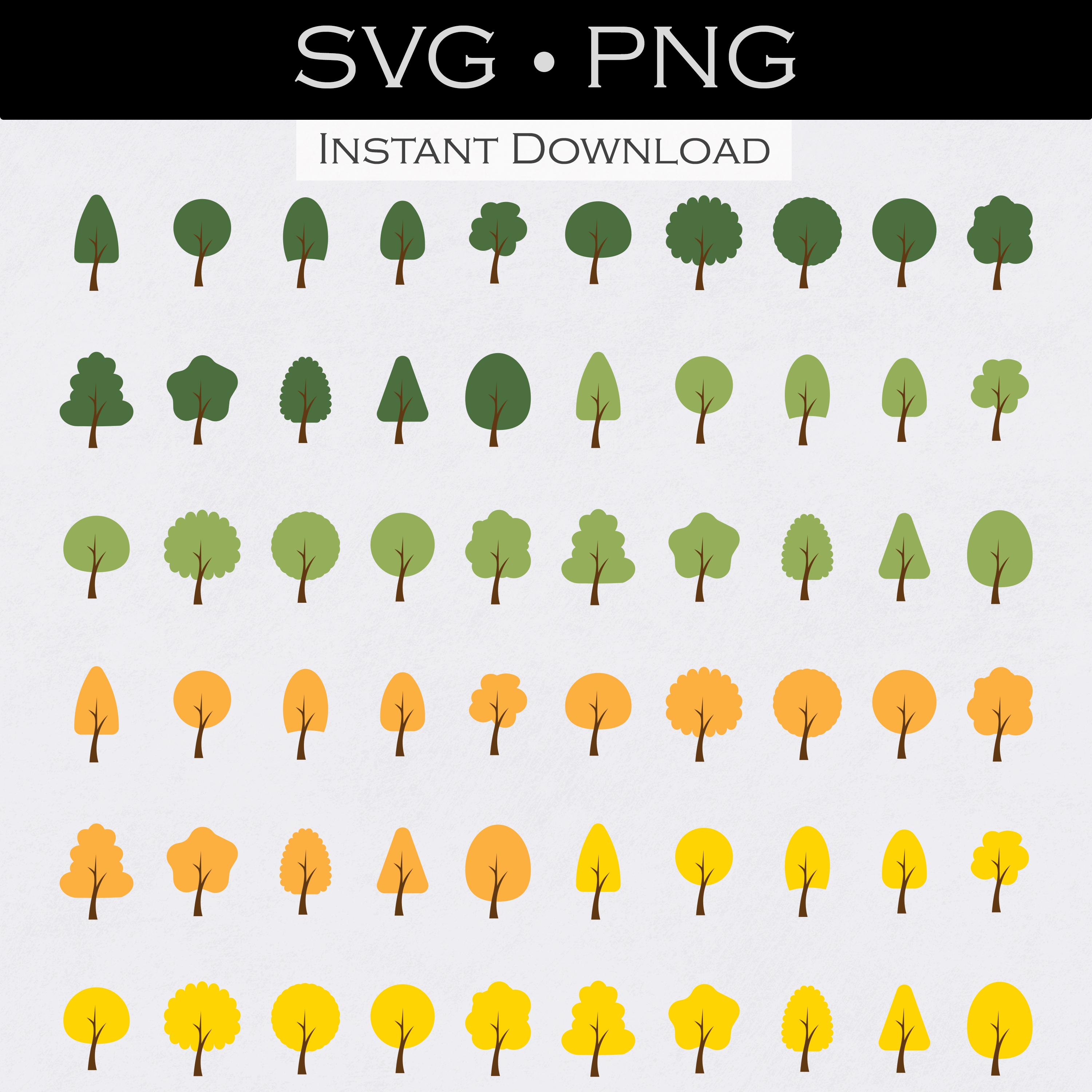 Cute Tree SVG Bundle Woodland Forest Clipart PNG Cozy Pine Tree Set ...
