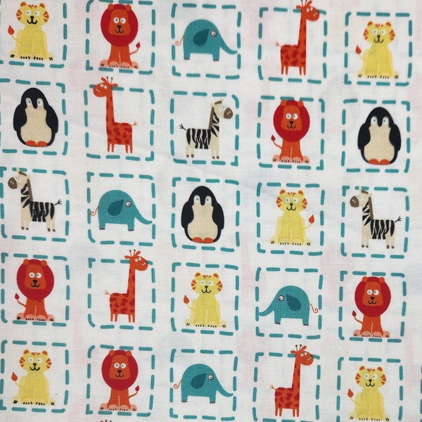 cotton baby fabric, small scale animal fabric, new baby fabric, quilting cotton alphabet fabric, cotton woven alphabet, baby zoo animal fabr