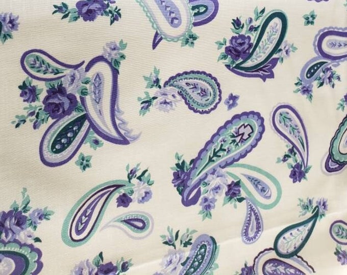 3y Blue and White Paisley Fabric Blue Paisley Cotton Fabric Etsy