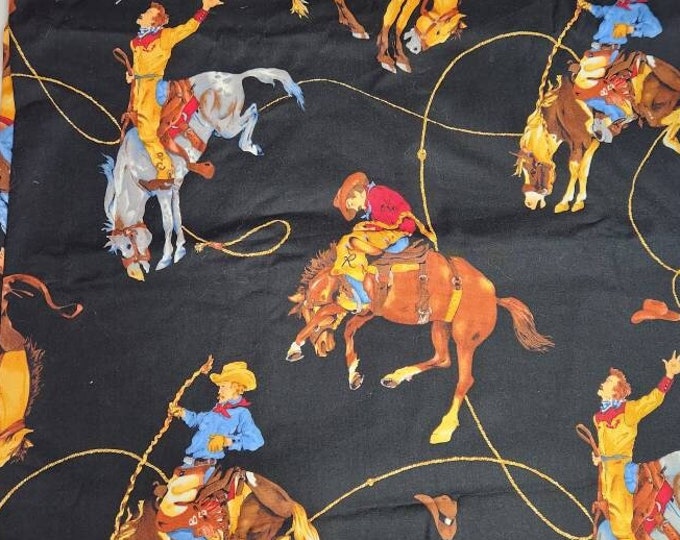 Cowboy Horse Fabric, Bucking Horse Fabric, Roping Horse Fabric, Rodeo ...