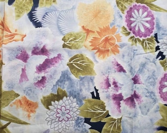 cotton woven floral fabric, large floral fabric, watercolor floral fabric, bright floral fabric, whimsical floral fabric, cotton woven, 012