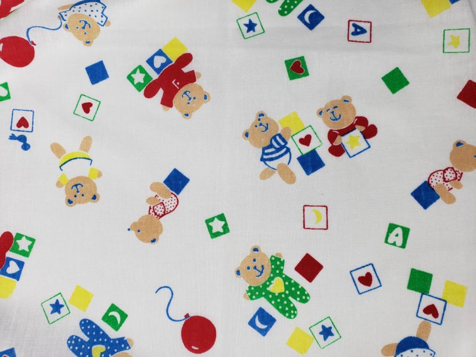 Vintage Baby Fabric Baby Boy Cotton Fabric Baby Bear Fabric Etsy
