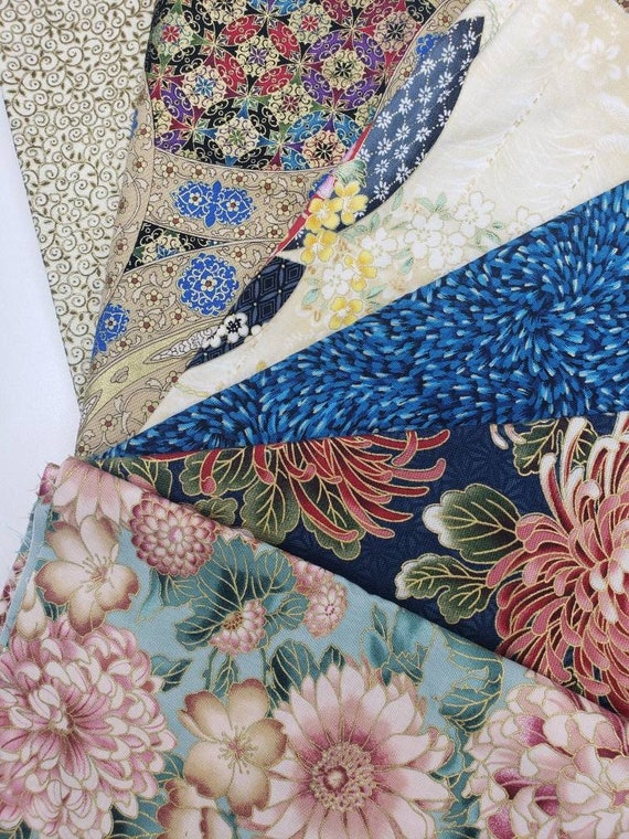 Stoff lot, Quilting Baumwolle, Quilting Fat Quarters, Gold Detail