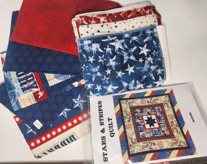 Cotton Fabric Quilt Kit, Stars and Stripes Quilt Kit, USA Fabric Quilt ...