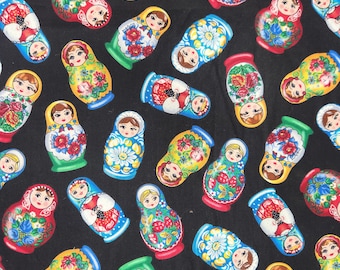 Timeless treasures fabric, German nesting dolls, Matryoshka doll fabric, Babushka doll fabric, doll fabric, cotton quilting doll fabric, 002
