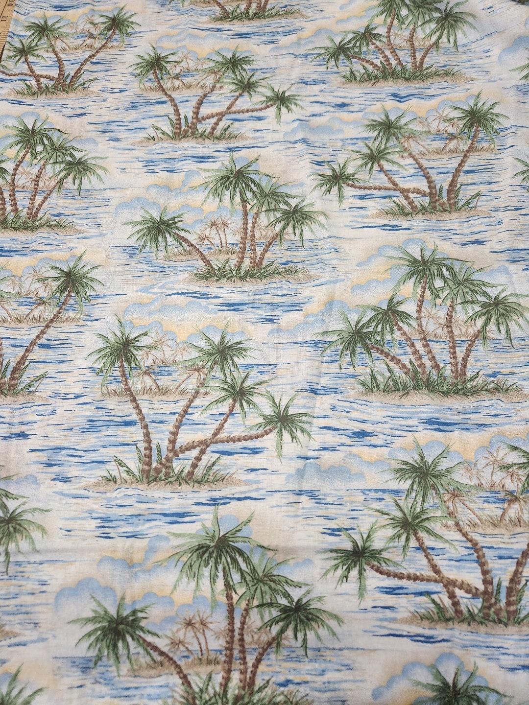 Florida Fabric Cotton Florida Fabric Beech Fabric Palm Tree Etsy