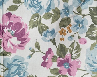 Vintage floral rose fabric, large peony fabric, blue floral fabric, large floral fabric, purple peony fabric, sky blue quilting cotton 012