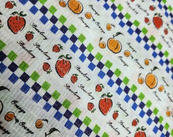 striped fruit fabric, cottage fruit fabric, strawberry fabric, vintage fabric, farmhouse fabric, fruit fabric, small fruit fabric, peach