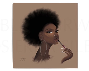Sasha — Print | Hanging Wall Art Poster Print Gift Home Apartment Dorm Decor Fine Art Gicleé Print Black Girl Art African American Artwork