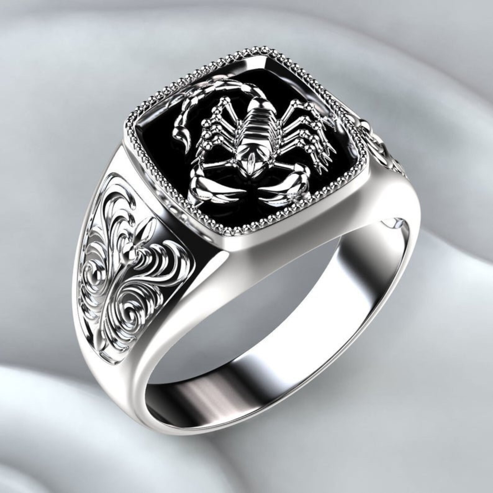 Scorpion ring silver men's ring zodiac symbol Etsy