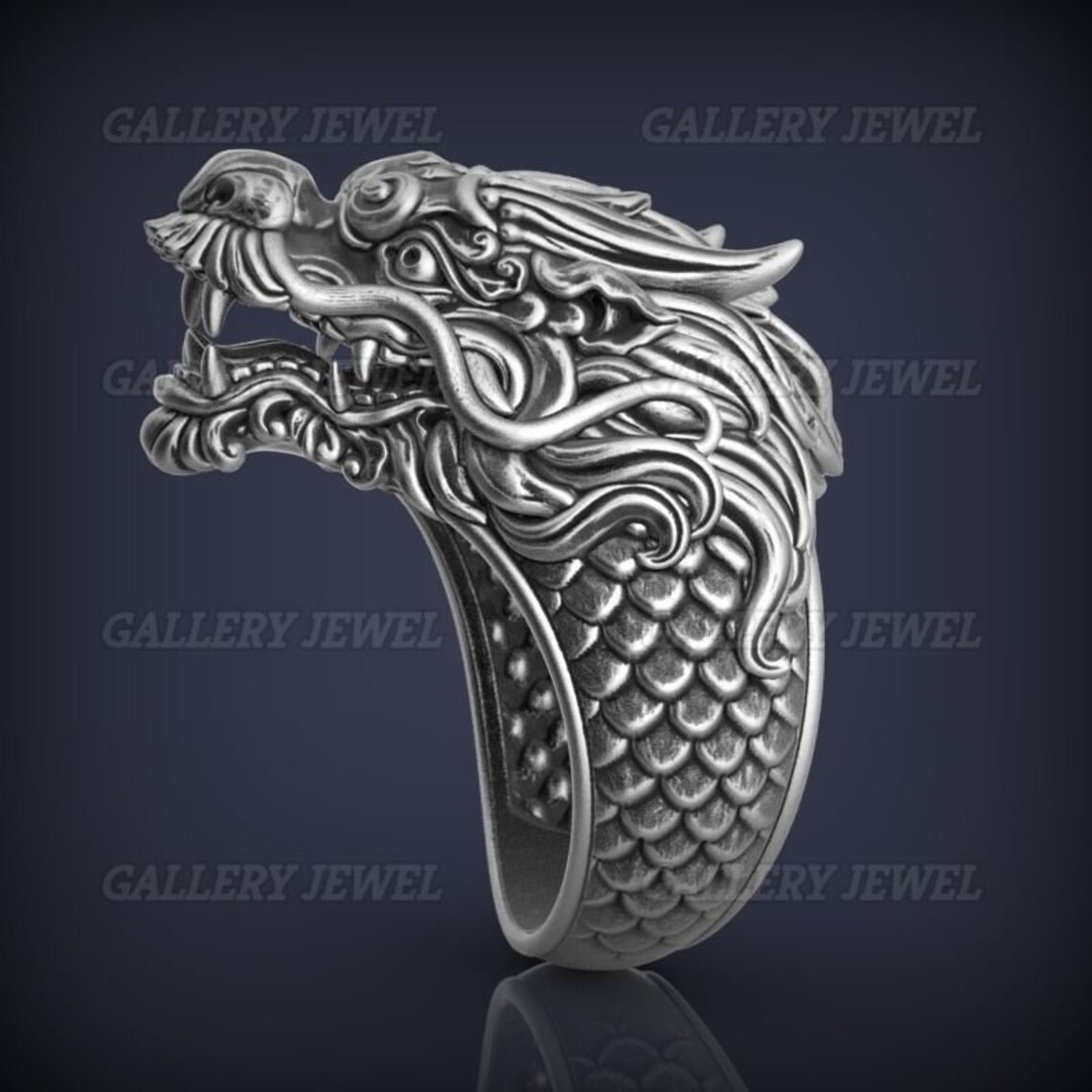 Silver Dragon Ring Dragon Ring Men Dragon Head Ring Silver Etsy