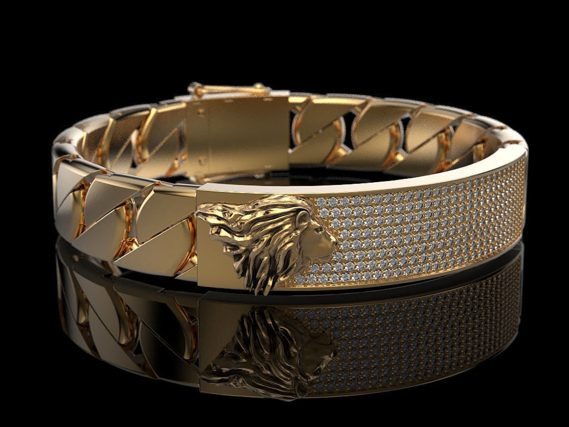 Lion bracelet lion bracelet dimond cz lion bracelet Etsy