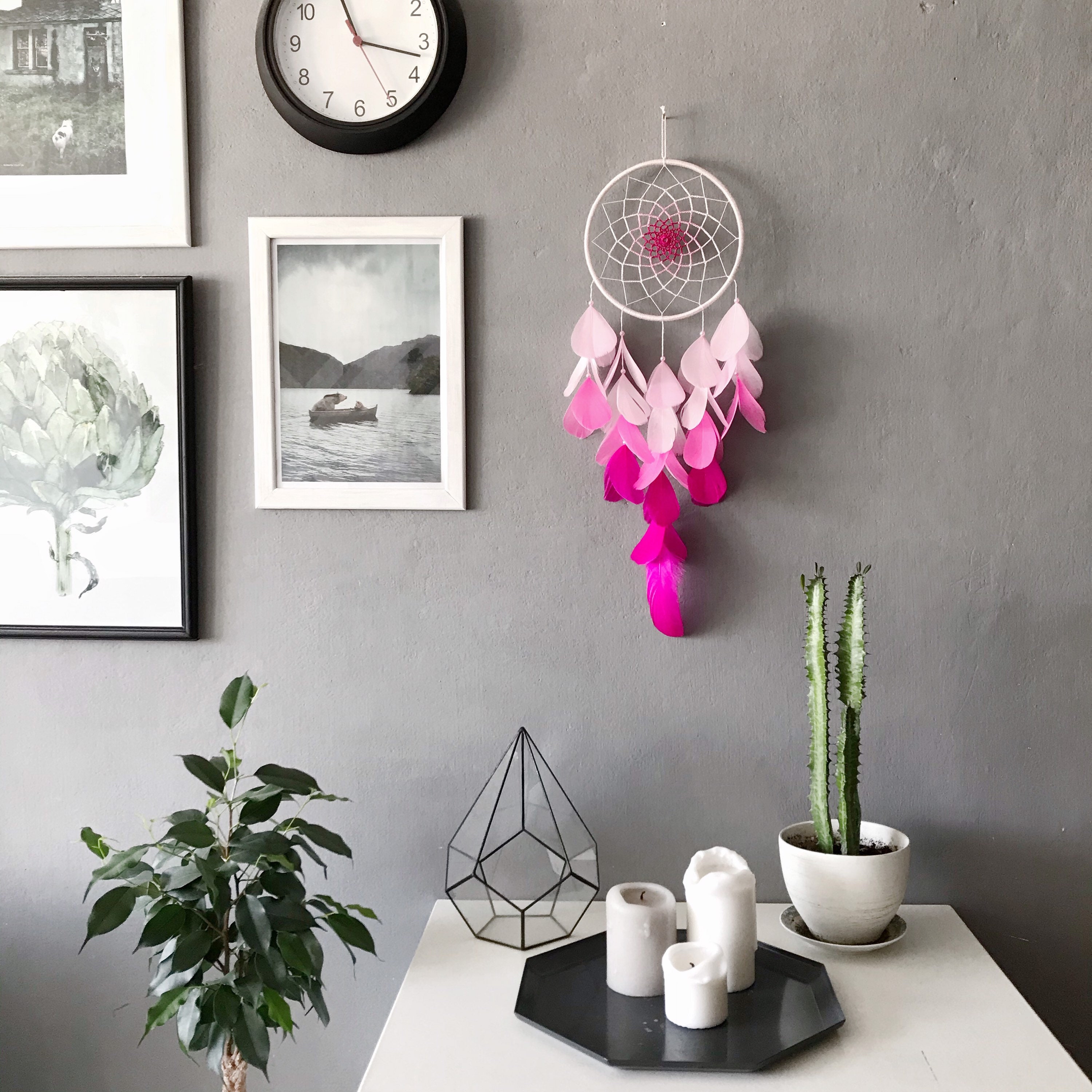 Indie Zimmer Dekor Fuchsia rosa Traumfänger Wandbehang Teen | Etsy