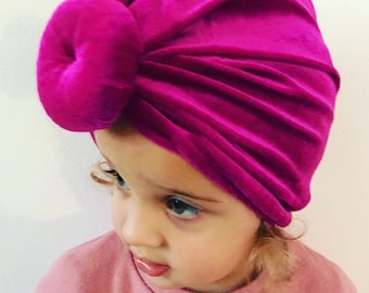 Hot pink velvet turban