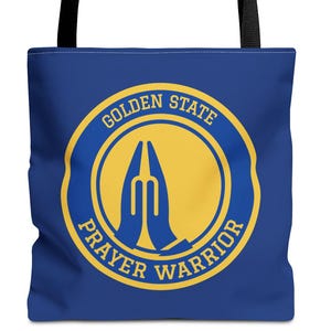 Golden State Prayer Warrior Tote BagTote Bag- Christian Tote Bags, Scripture Tote Bag, Custom Christian bag, Christian Travel Bag, Bible bag