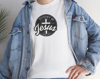 Victory in Jesus T-shirt: Garment-Dyed Christian Tee