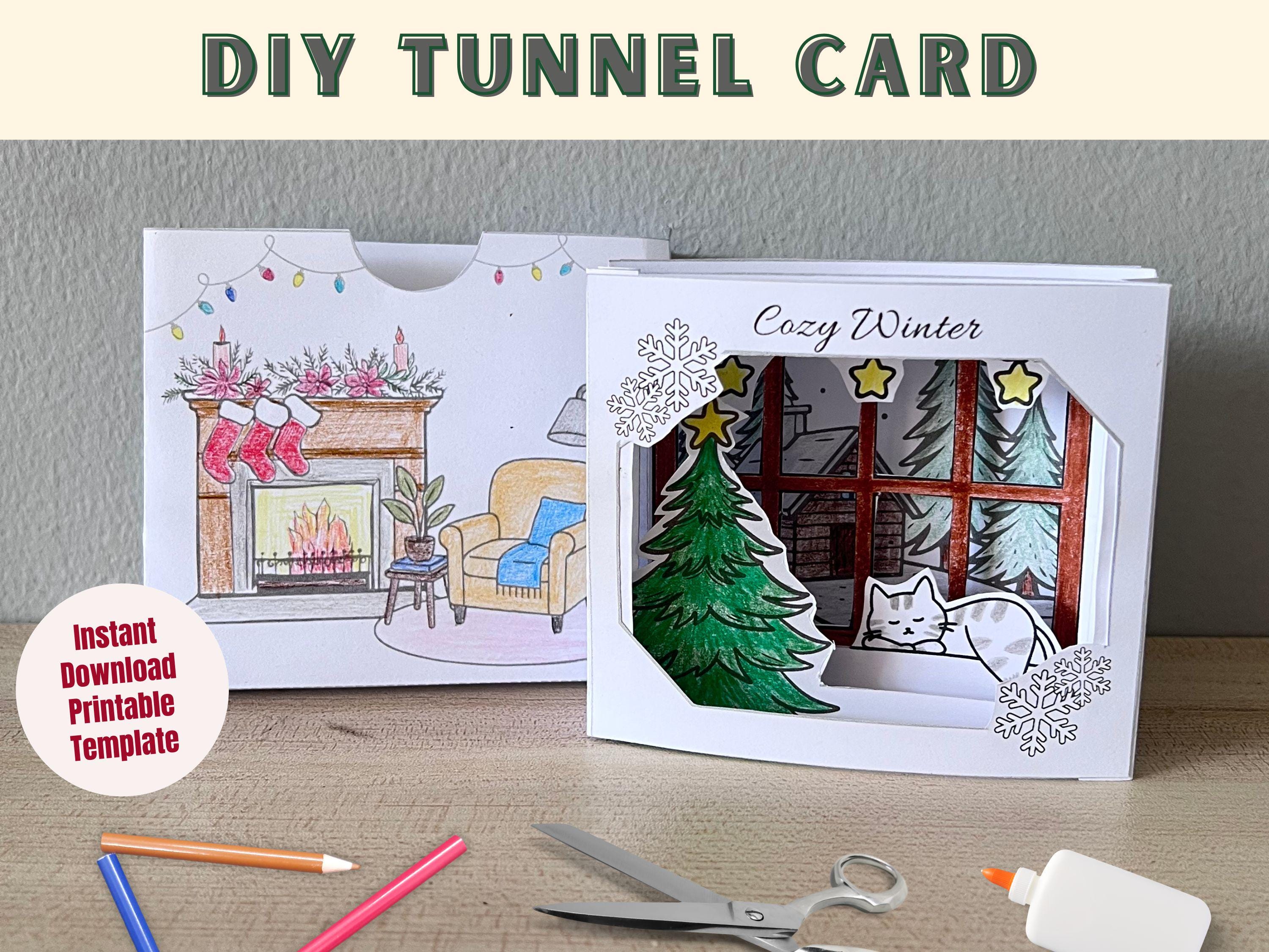 Cozy Winter Christmas Tunnel Card - Printable Craft Template for Kids ...
