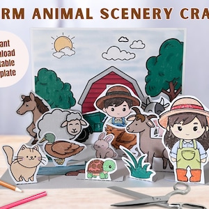 Farm Animal Paper Craft: DIY Barn Scenery (Digital Download)