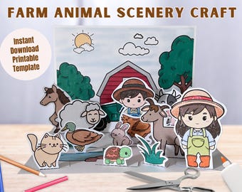 Farm Animal Paper Craft: DIY Barn Scenery (Digital Download)