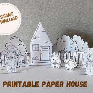 3D Paper House Template: DIY Printable Craft (Digital Download)