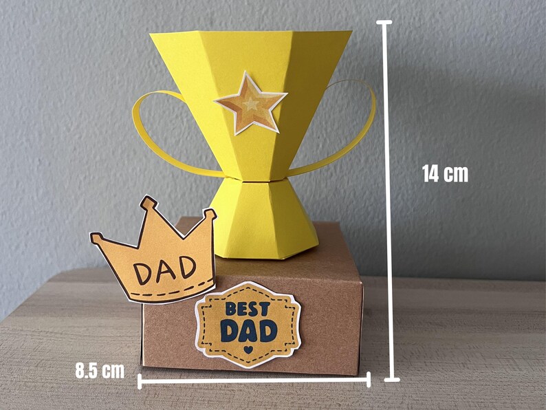 Fathers Day Gift Box Trophy Craft - Printable DIY Template - Etsy