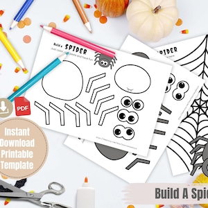 Halloween Craft for kids, Build a spider paper craft, Preschool Homeschool Activity, Cut and paste craft for Halloween Decor, DIY Halloween