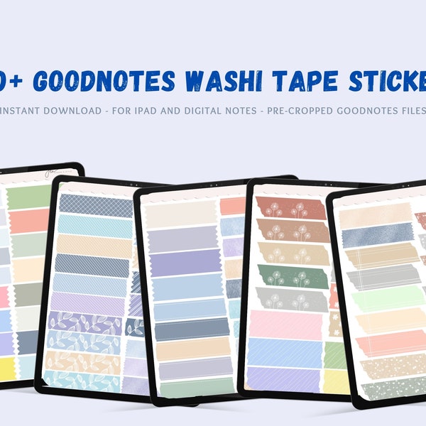 100+ Washi Tape Stickers Goodnotes Washi Tape Individual PNGs Pre-cropped Stickers for Goodnotes Washi Tape Digital Mask Tape Minimalist