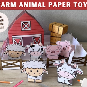 Bauernhof Tier Papier Puppenhaus Spielzeug - Bastelvorlage zum ausdrucken