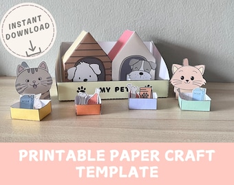 Printable Pet House Paper Craft Template: DIY Kids Activity (Digital Download)