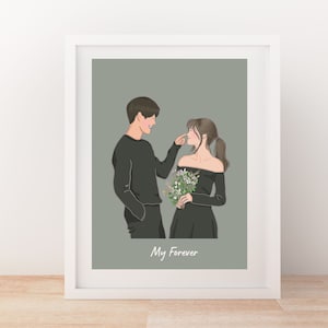 Custom Portrait, Minimalist Couple Portrait, Cute cartoon Illustration Custom couple illustration, Personalised couple drawing, Cartoon draw