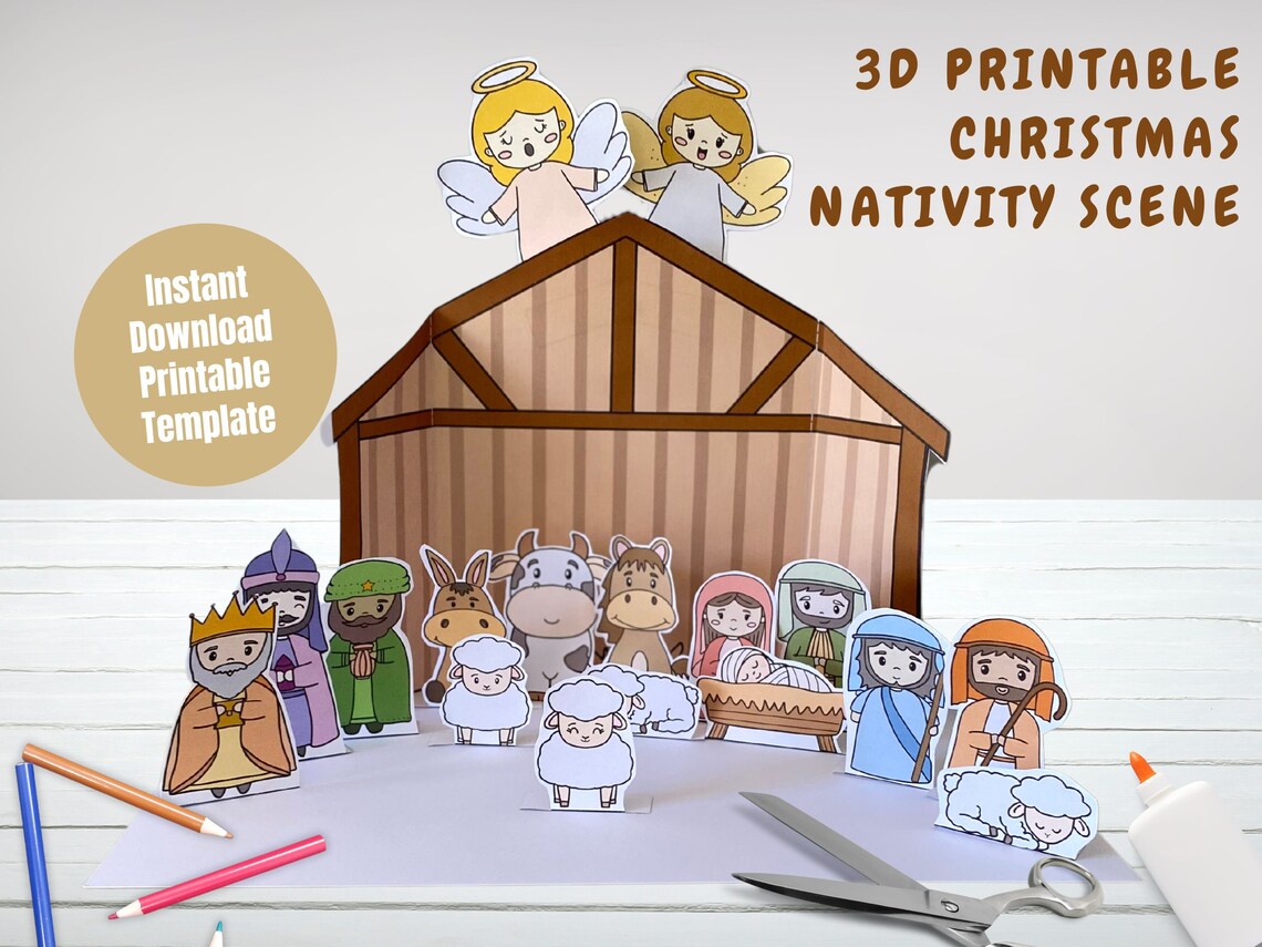 Christmas Nativity Craft Printable 3D Nativity Scene Paper Craft DIY ...