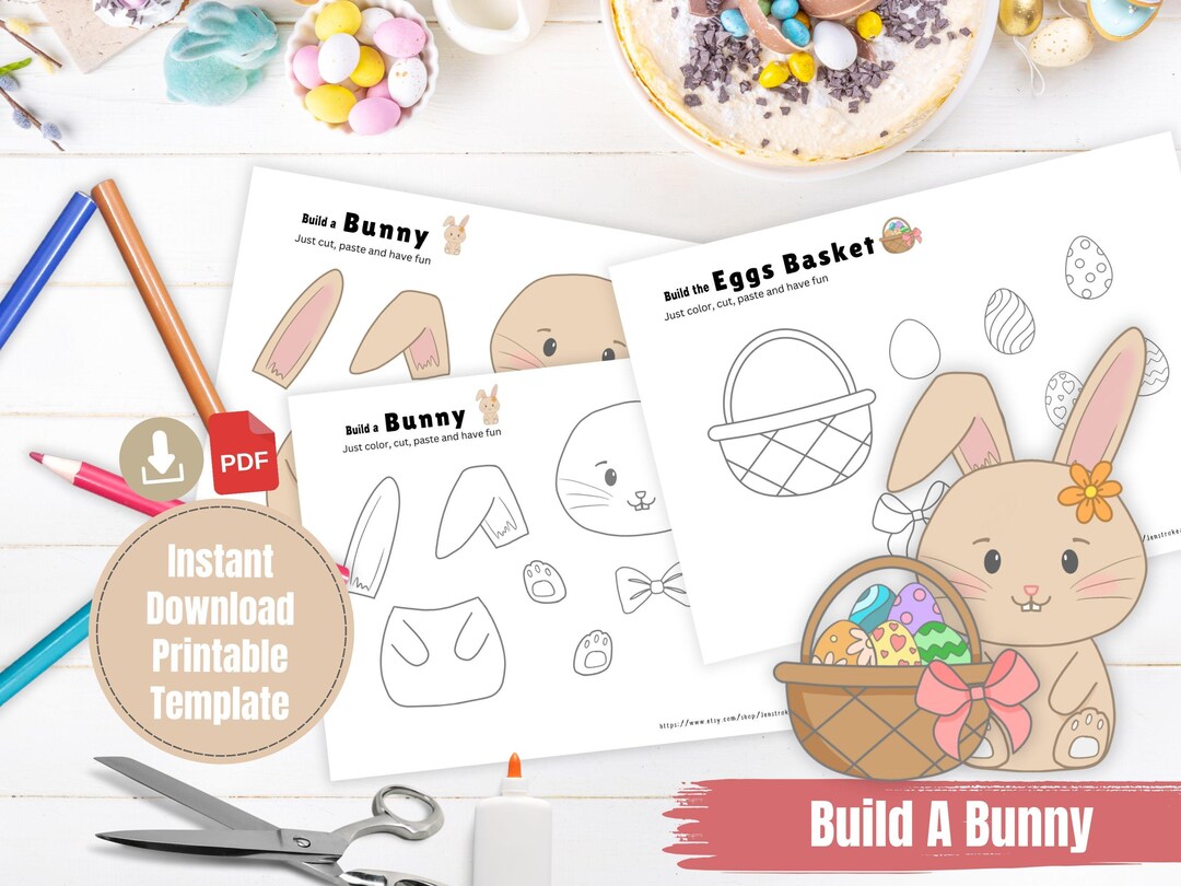 Easter Craft Build a Cute Bunny Paper Craft Template Easter Bunny ...