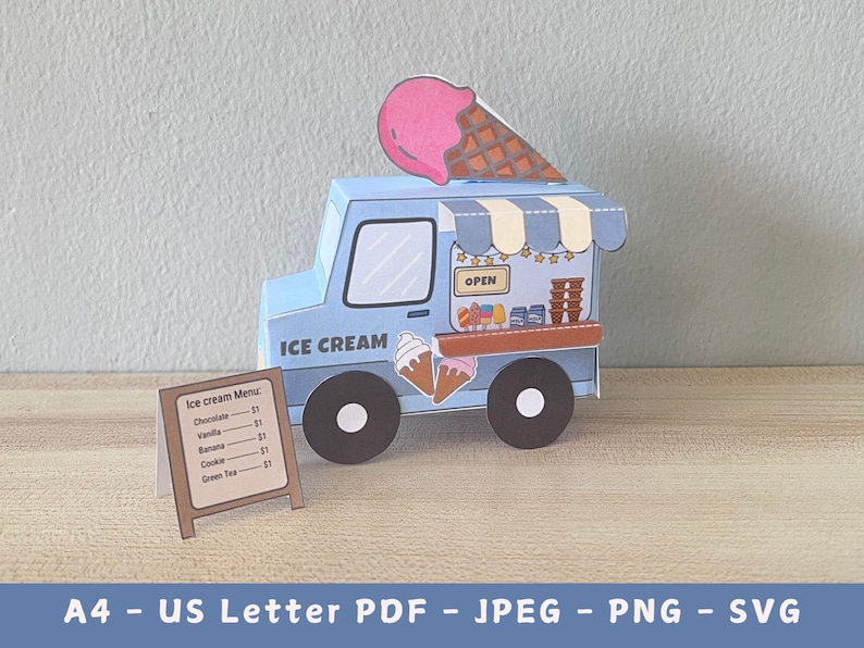 Ice Cream Truck Paper Craft Template: DIY Kids Activity (SVG PDF) - Etsy