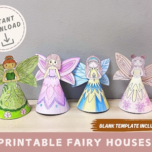 Fairy Paper Doll afdrukbaar, Fairy afdrukbaar Paper craft, gemakkelijk gesneden sprookjespop, Paper Craft voor kinderen sjabloon, Fairy Craft sjabloon kinderen